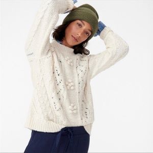 J. Crew Cable-knit Pointelle Popcorn Sweater